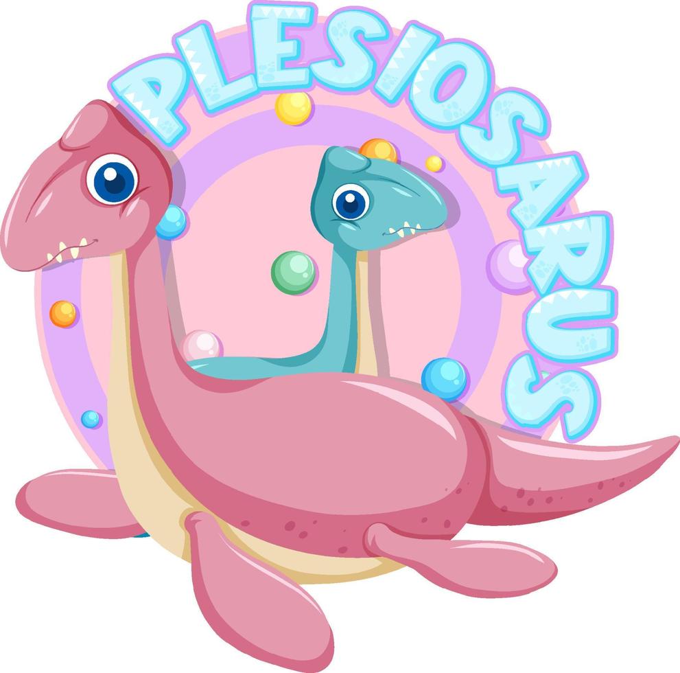 Cute plesiosaurus dinosaur cartoon vector