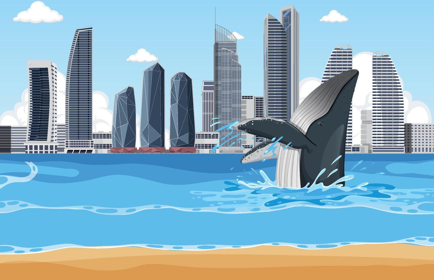 Humpback whale in the city vector