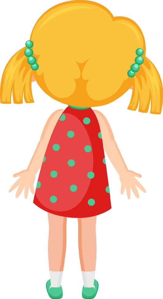 Back of a little girl cartoon character vector