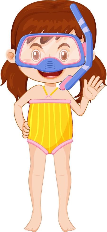 lindo personaje de dibujos animados de niña con traje de baño vector