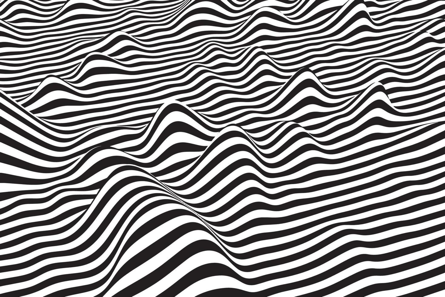 Liquid wavy stripes background. Abstract fluid texture. Black and white smooth curve lines texture. Stylish fashion pattern design vector