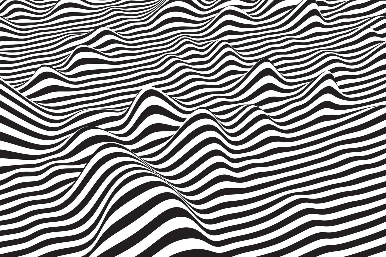 Liquid wavy stripes background. Abstract fluid texture. Black and white smooth curve lines texture. Stylish fashion pattern design vector