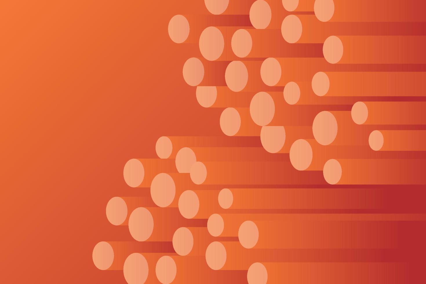 Orange motion cylinders background. Abstract dynamic volume shapes illustration vector