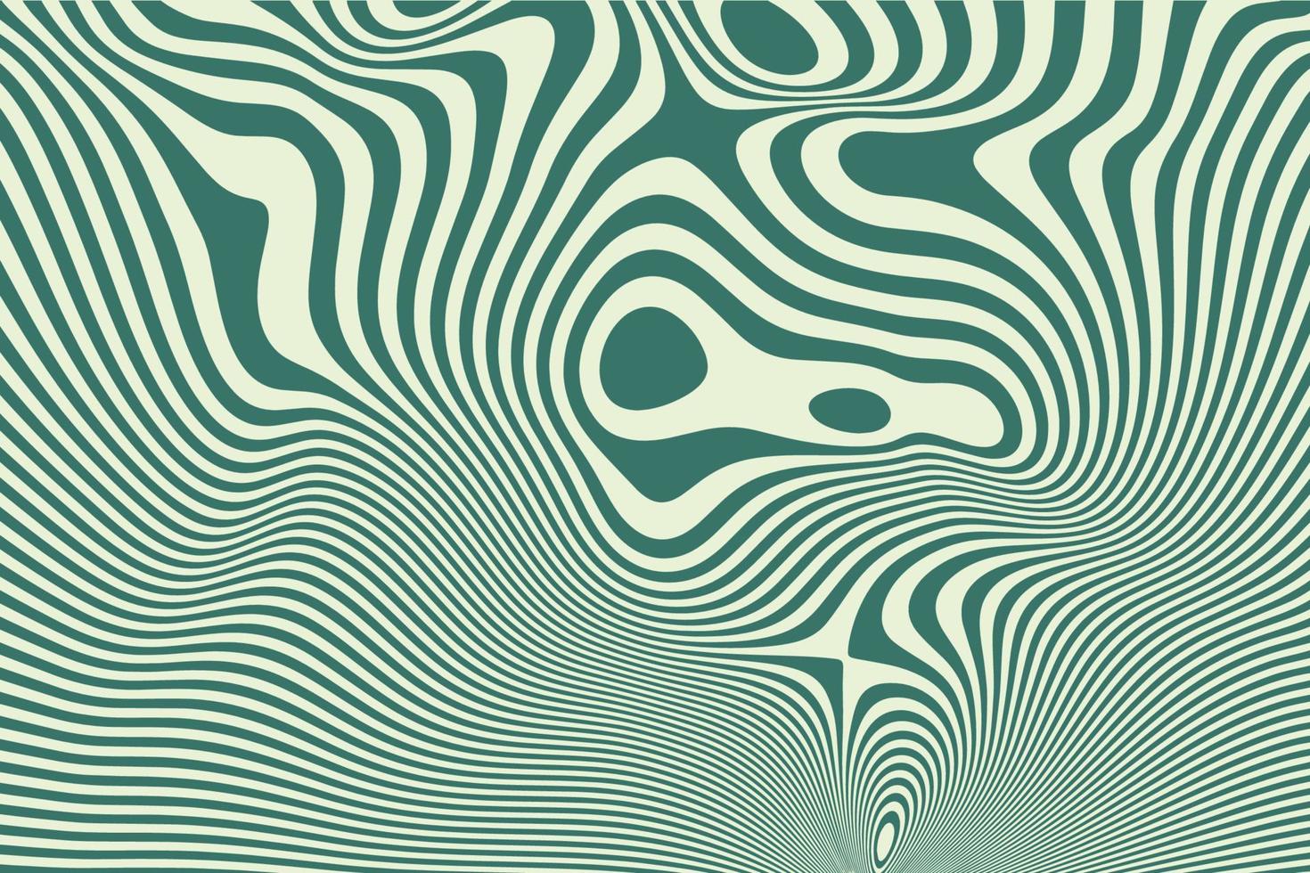 Dynamic fluid lines background. Abstract vintage green liquid striped wave optical illusion pattern vector