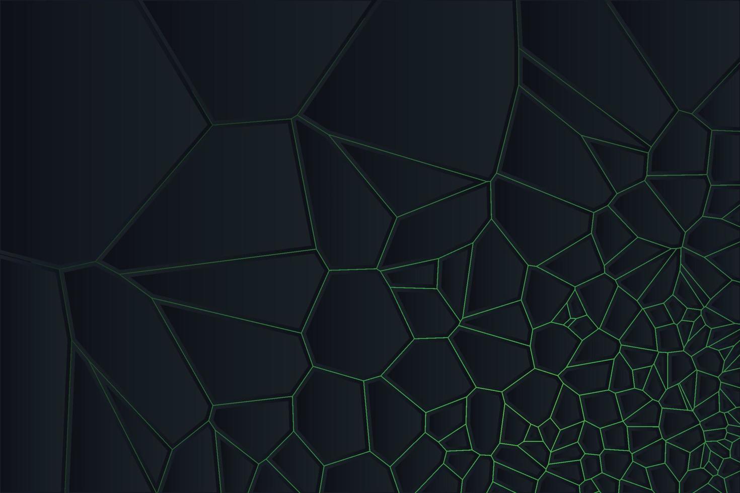 bloques de diagrama de voronoi abstractos en fondo negro. elegantes elementos de formas poligonales con retroiluminación degradada. ilustración de formas rotas geométricas simples mínimas y limpias vector