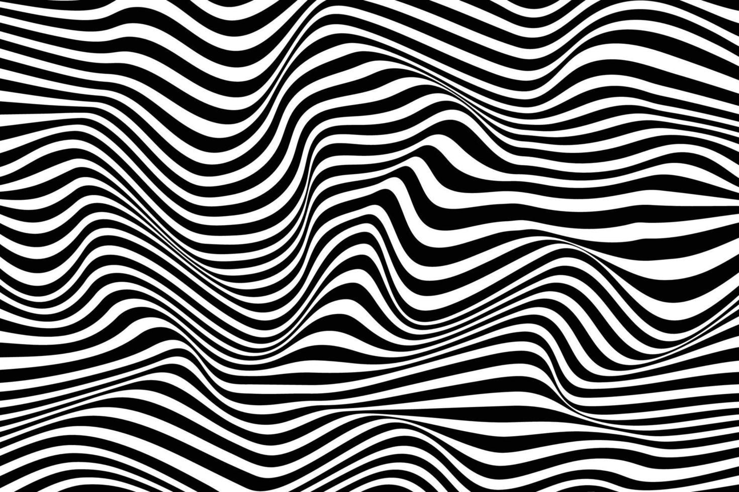 Smooth striped wave background. Black and white wavy lines surface. Digital geometric pattern design vector