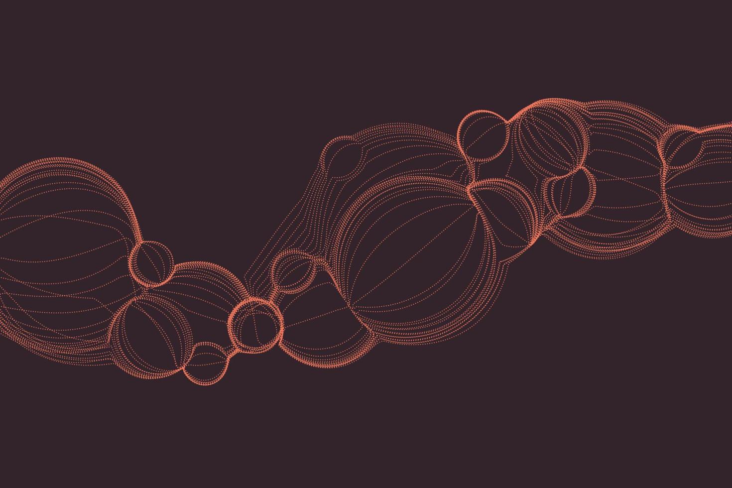 partículas de burbujas futuristas fluyen sobre fondo marrón. ilustración abstracta de ciencia y tecnología vector
