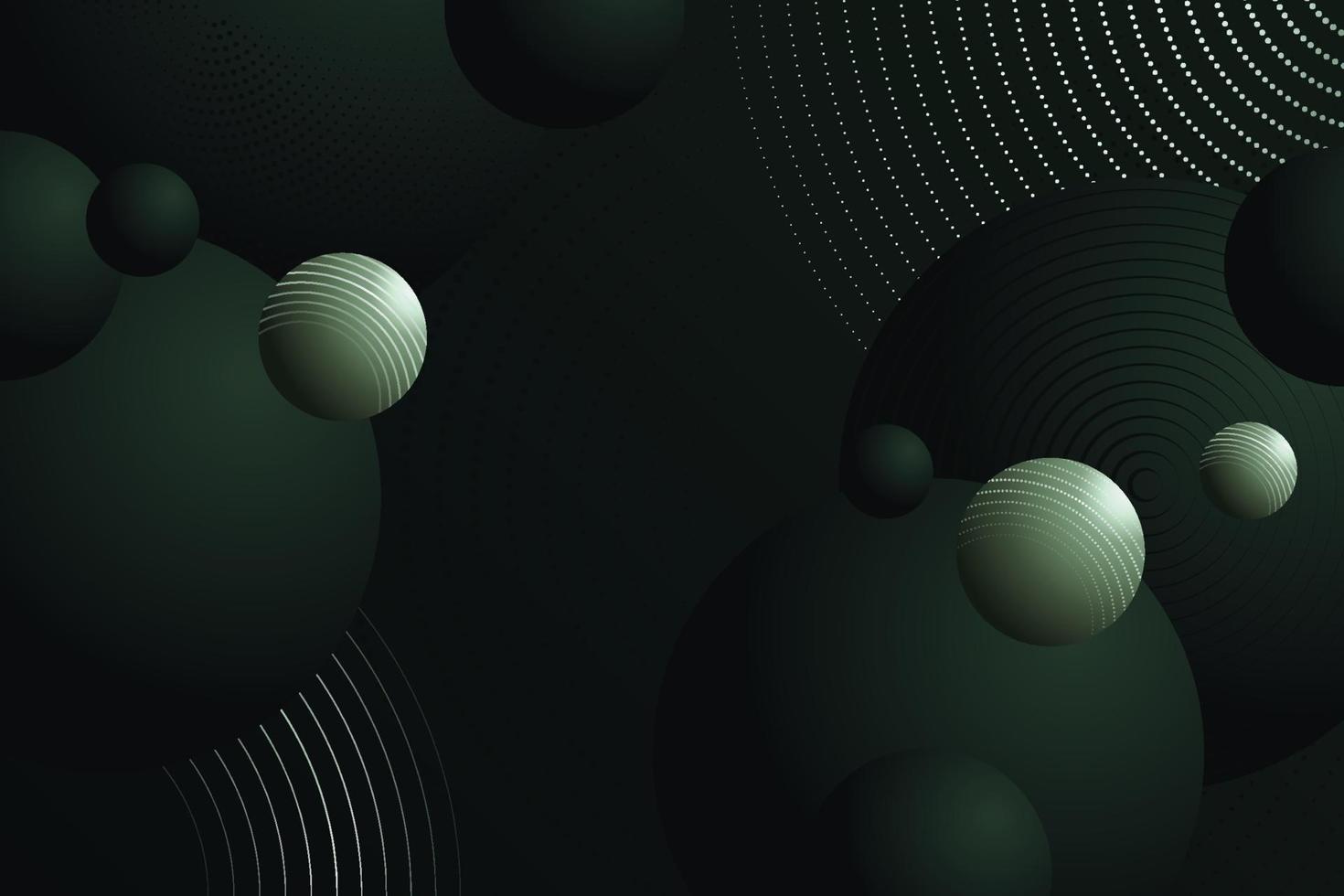 Abstract dynamic spheres composition. Disco balls on black background vector