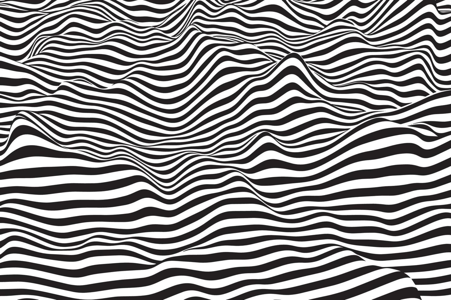 Fondo de líneas de onda curva dinámica. ilustración de textura de rayas de moda. patrón retorcido líquido blanco y negro abstracto vector