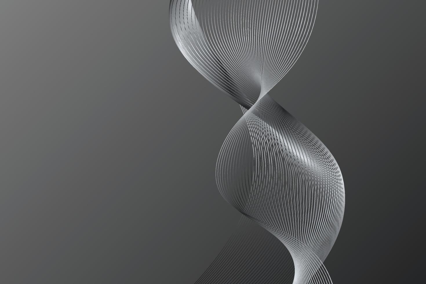 Abstract twisted wireframe wave illustration. Elegant curved grid shape on dark gradient background vector