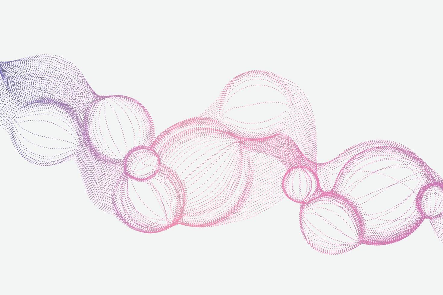 Gradient dynamic bubble particles of digital dotted waves in futuristic style on white background vector