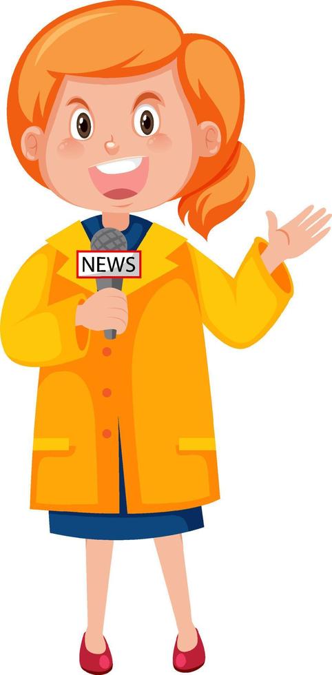 Female news reporter cartoon character vector