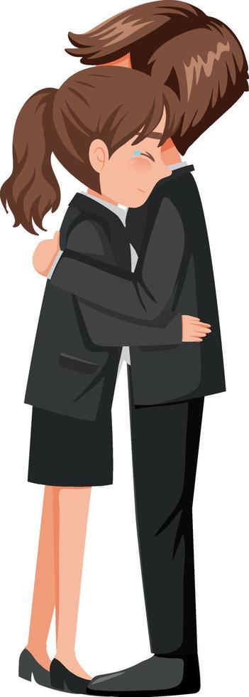 A couple in mourning clothes and crying vector