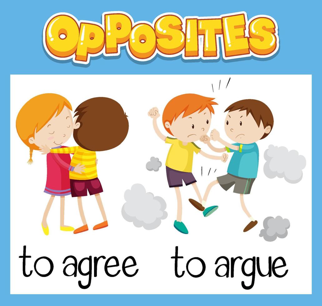 palabras opuestas en ingles para niños vector