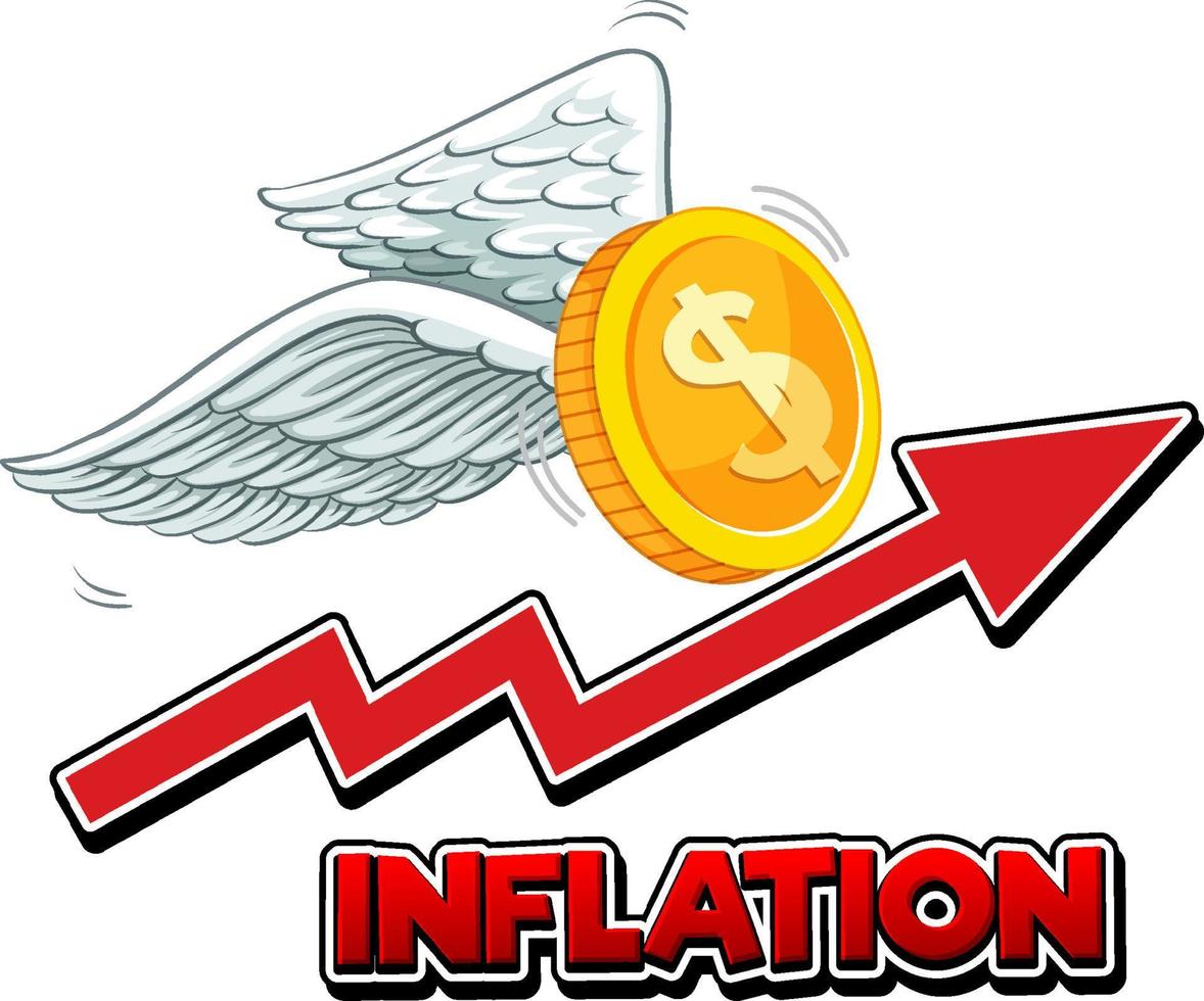 Inflation with red arrow going up vector