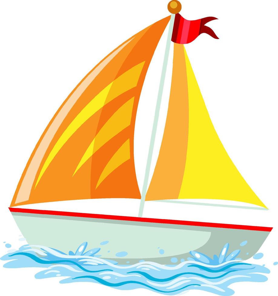 Yellow sailboat on the water in cartoon style vector