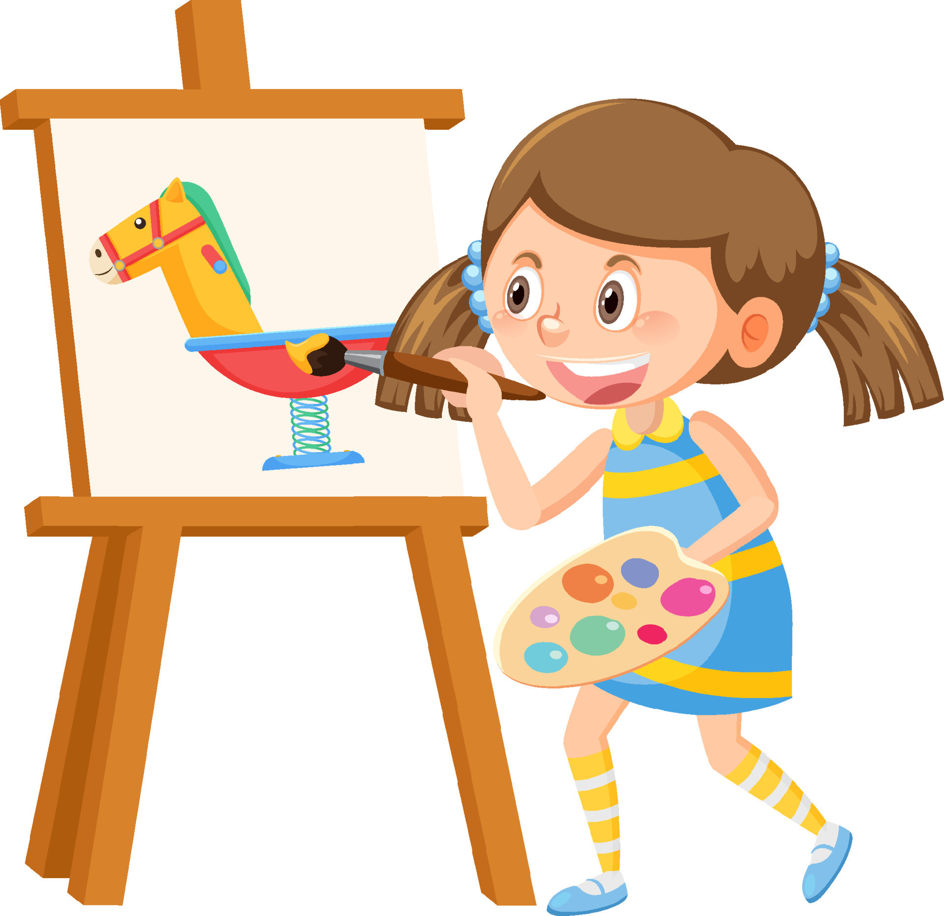 Cute girl painting on canvas 8138390 Vector Art at Vecteezy