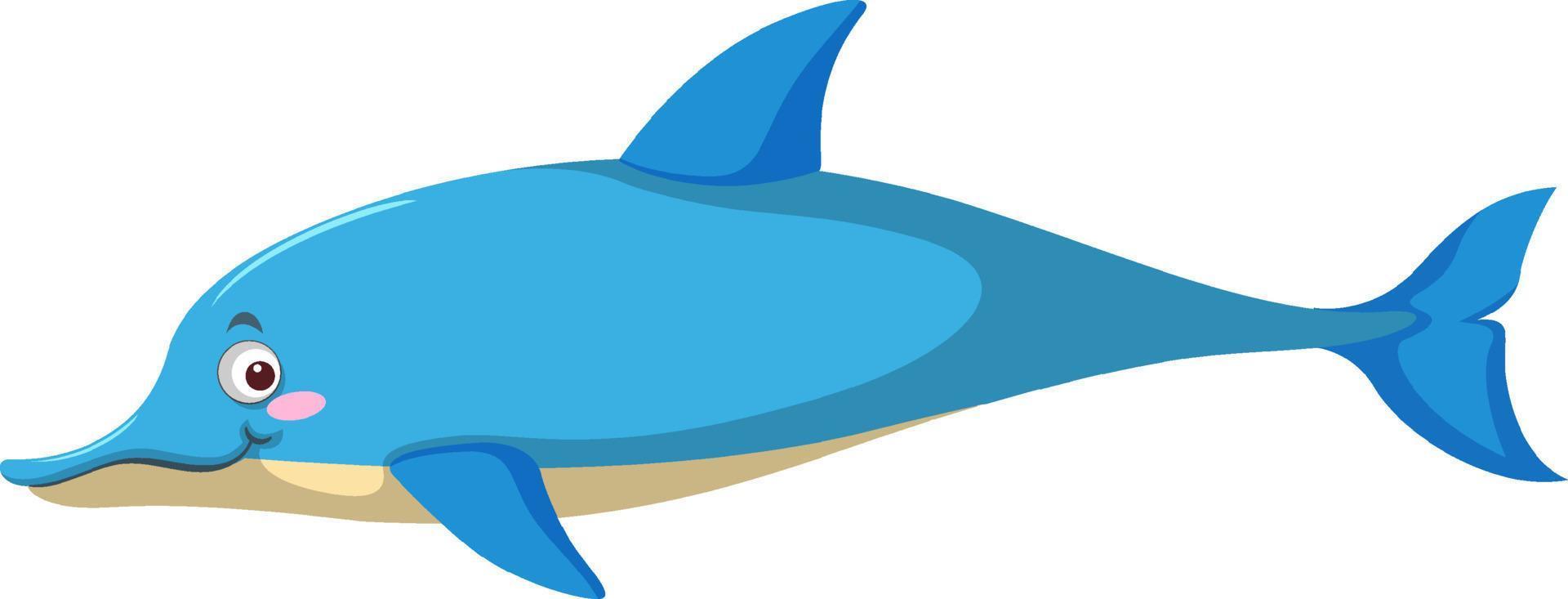 Blue dolphin in cartoon style vector