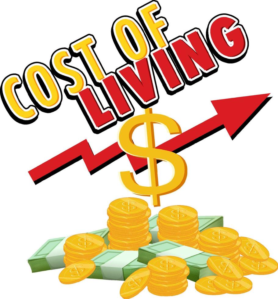 Cost of living with red arrow going up vector