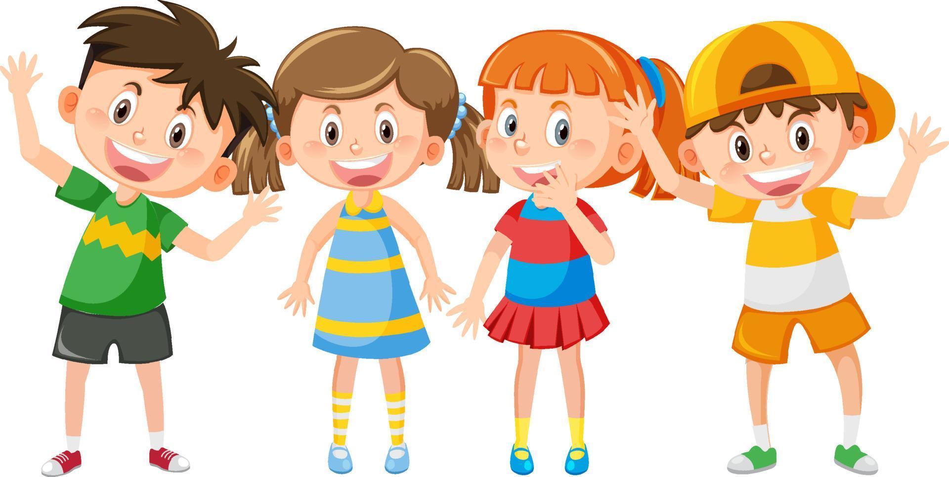 Group of happy children cartoon vector