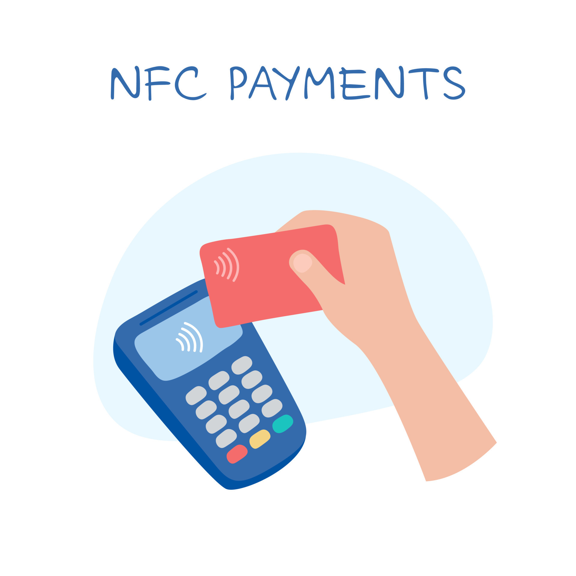 NFC payments. Contactless purchase payment by bank card and POS