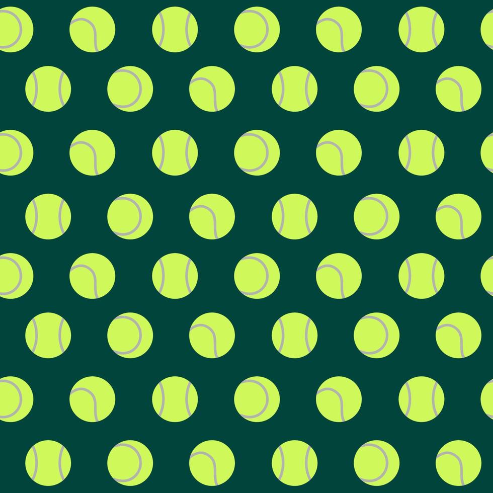 Tennis balls pattern. Vector seamless background with yellow balls for tennis game. Sports equipment pattern. Flat tiled illustration