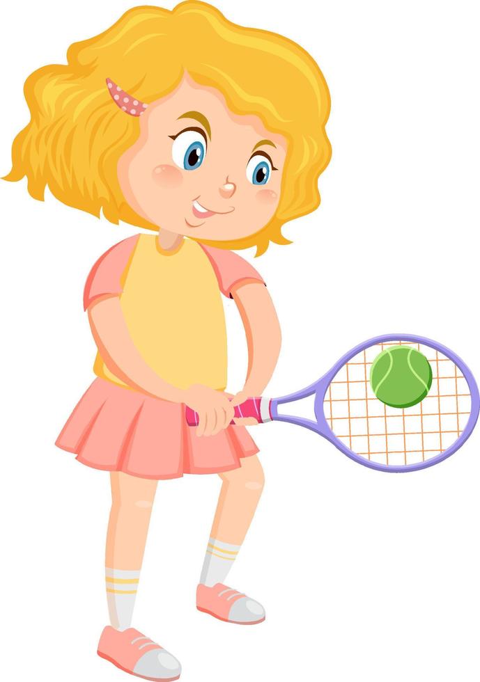 linda chica de dibujos animados de jugador de tenis vector