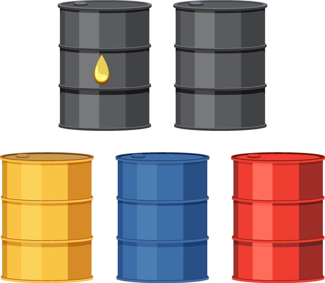 Set of different oil barrels vector