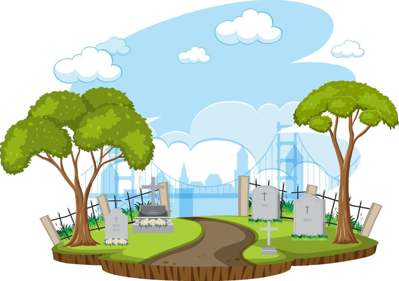 escena del cementerio del cementerio aislada vector