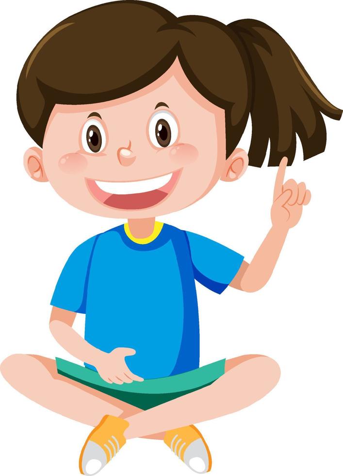 Cartoon happy girl sitting vector