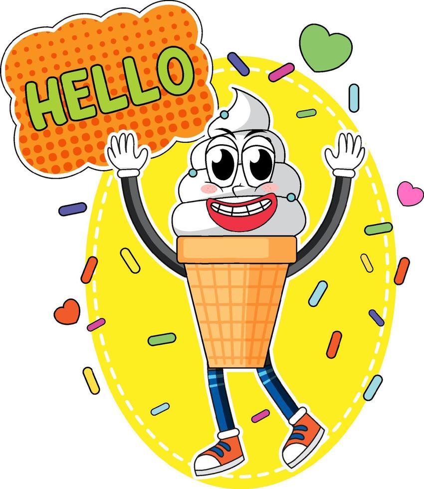 Ice cream word expression comic style vector