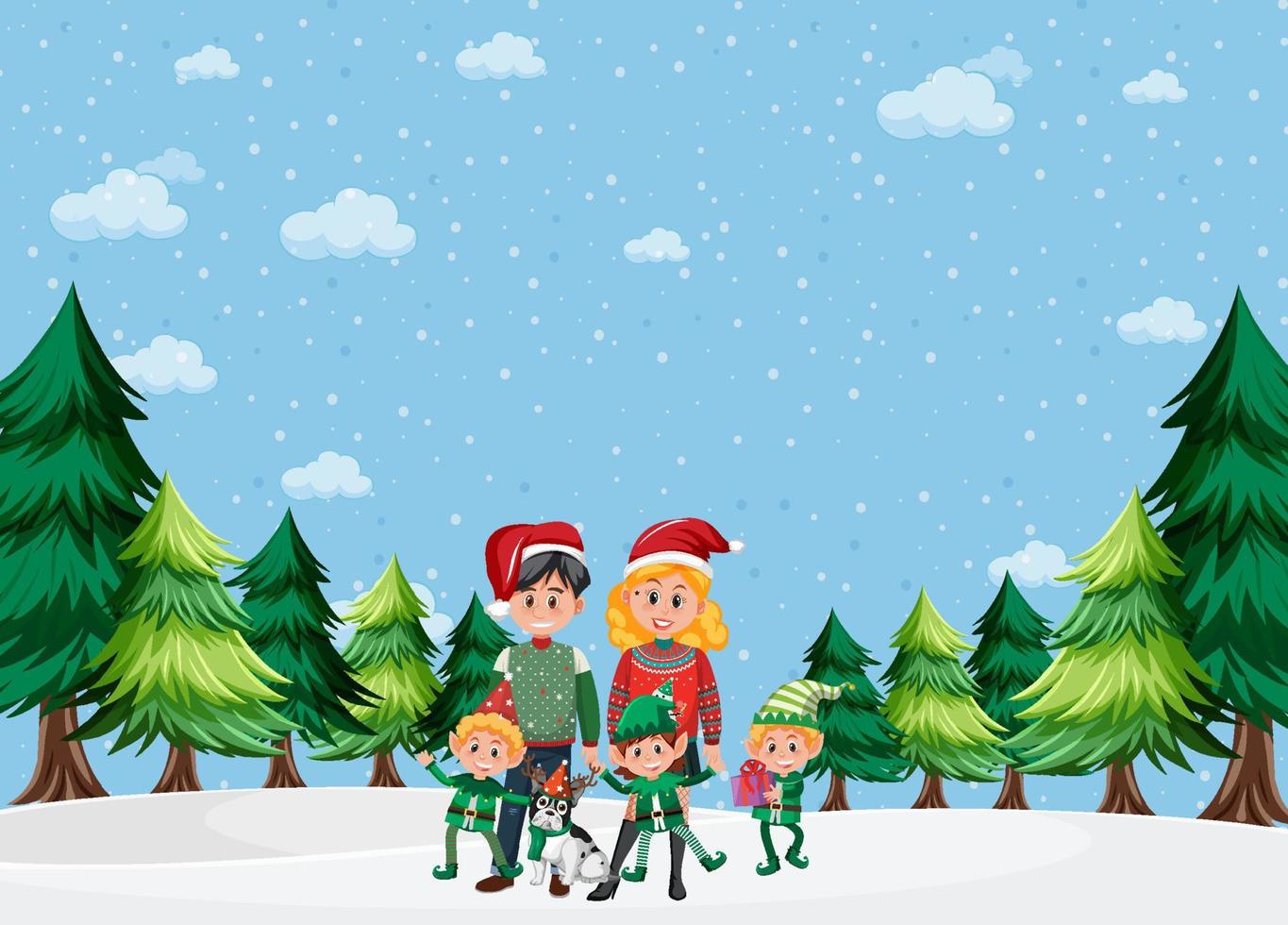Christmas holidays with family in the snow vector