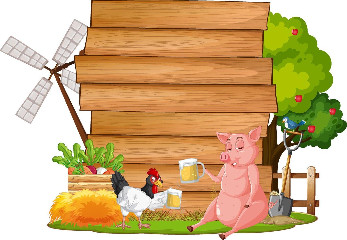 Empty banner template with farm animals vector