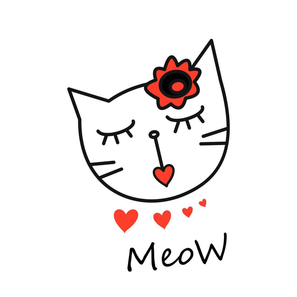 Portrait of a cat  girl, lady for card vector