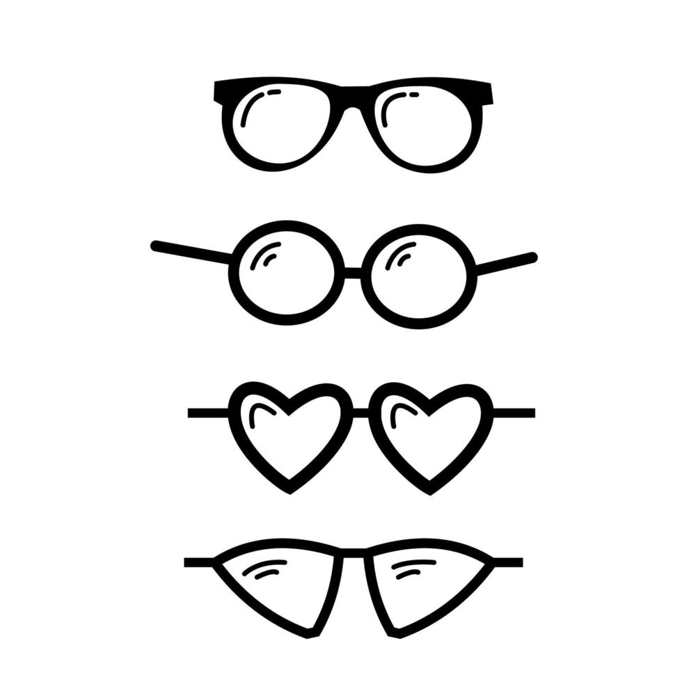 Eye Glasses Set. Vector illustration. Icons