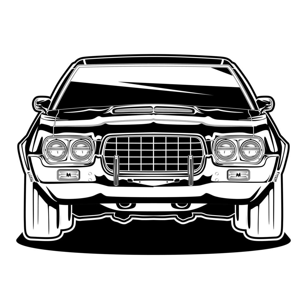 Ilustración de vector de coche de vista frontal para diseño conceptual