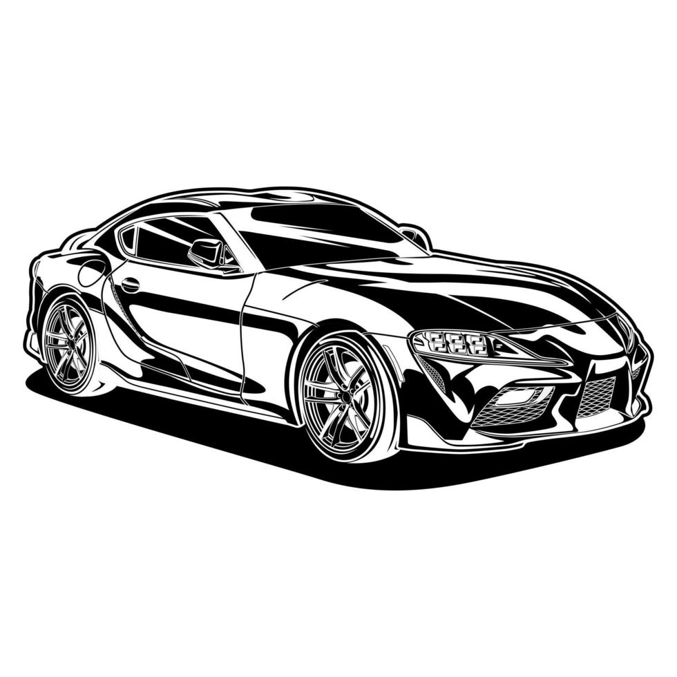 ilustración de vector de coche blanco y negro para diseño conceptual