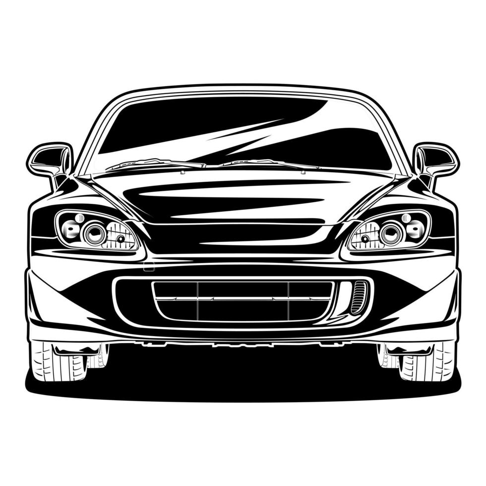 ilustración de vector de coche blanco y negro para diseño conceptual