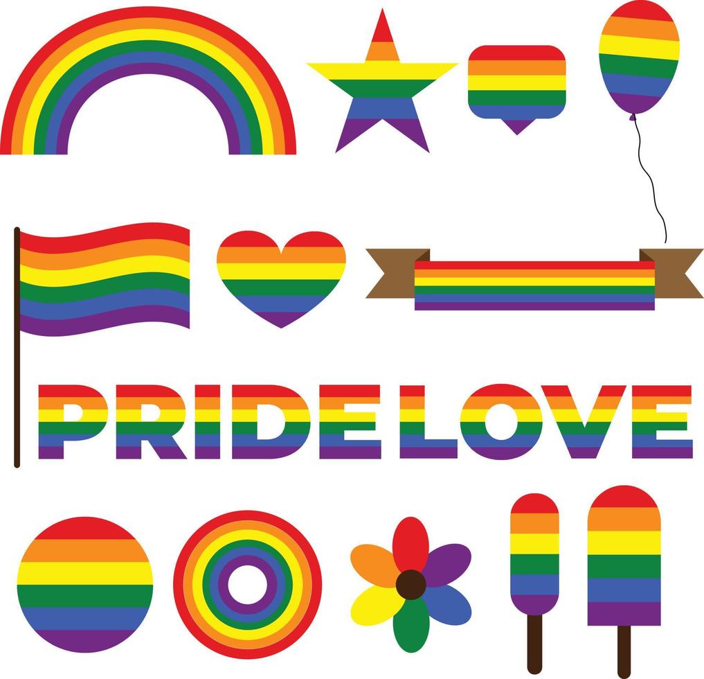 Set of vector Pride month icons