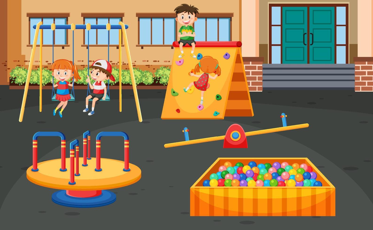 Children playing at playground vector