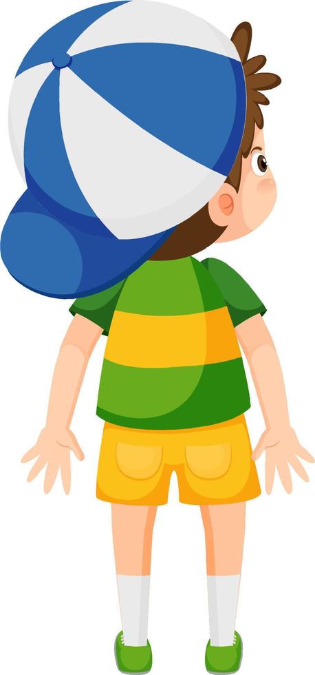 Back of little boy cartoon character vector