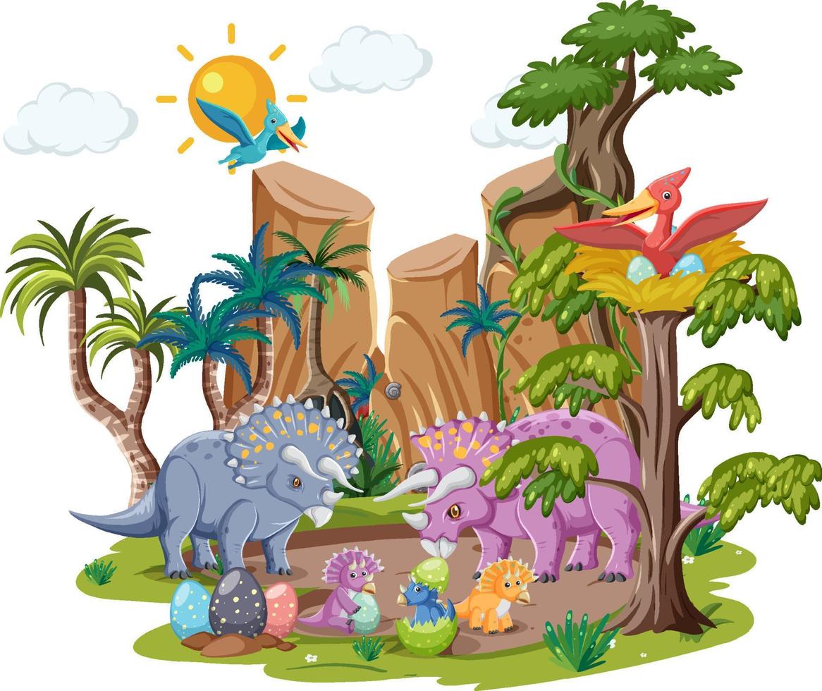 dinosaurio en el bosque aislado vector