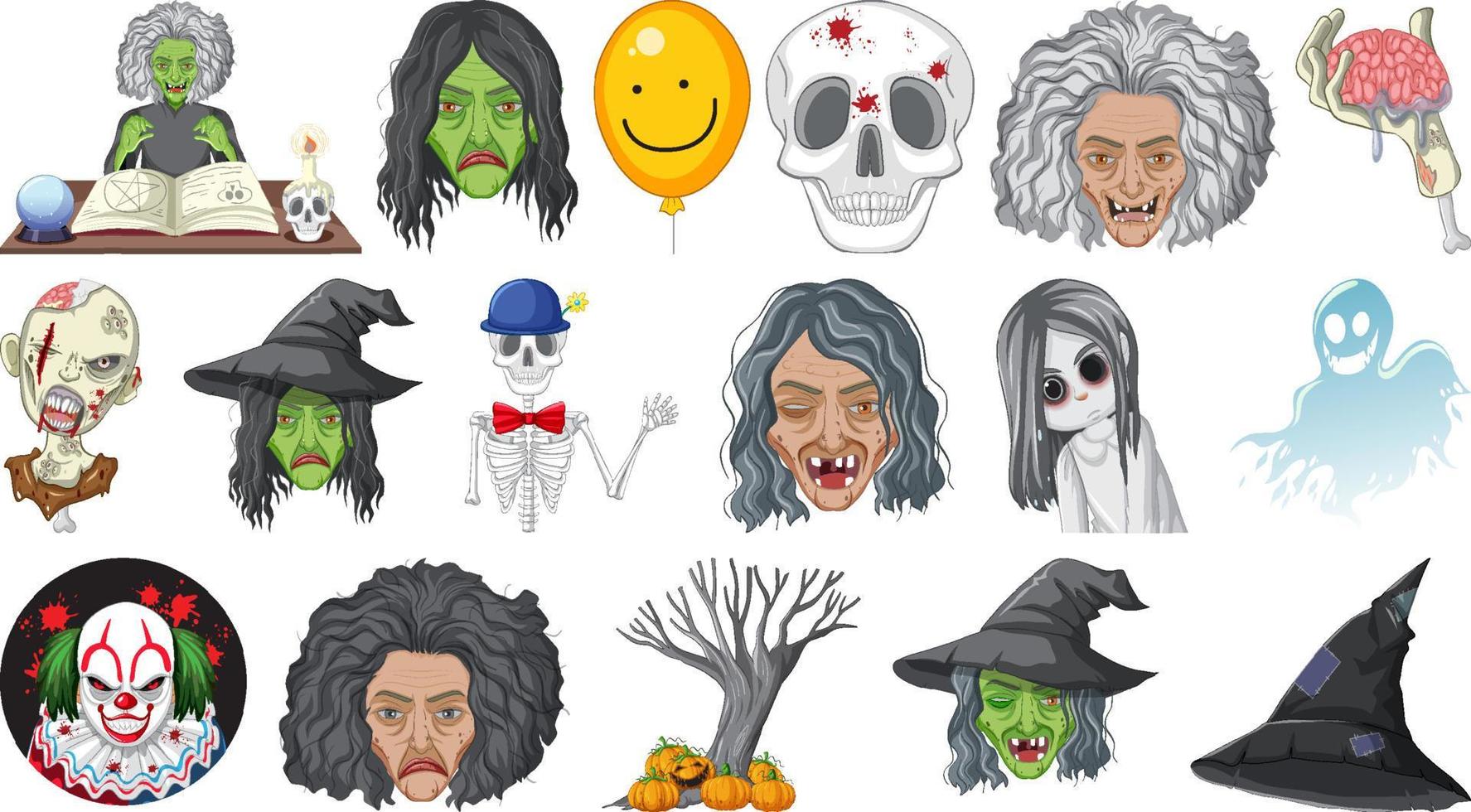 conjunto de halloween con monstruos aterradores vector