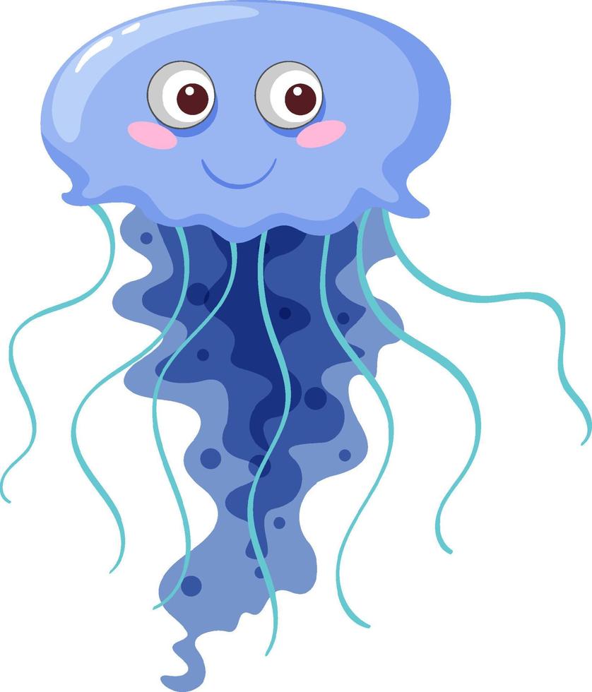 A blue jellyfish in cartoon style vector