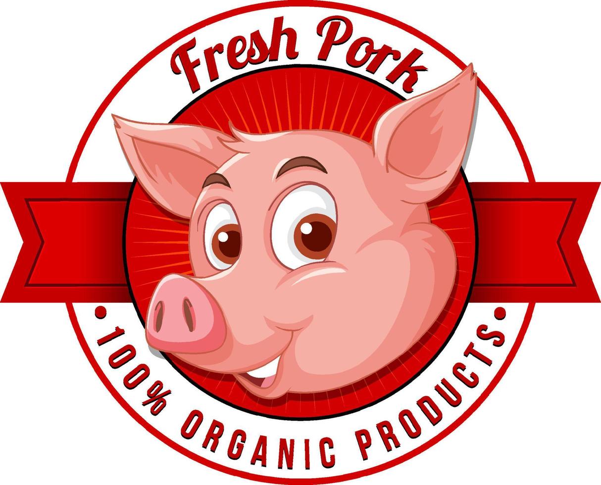 Pig cartoon character logo for pork products vector