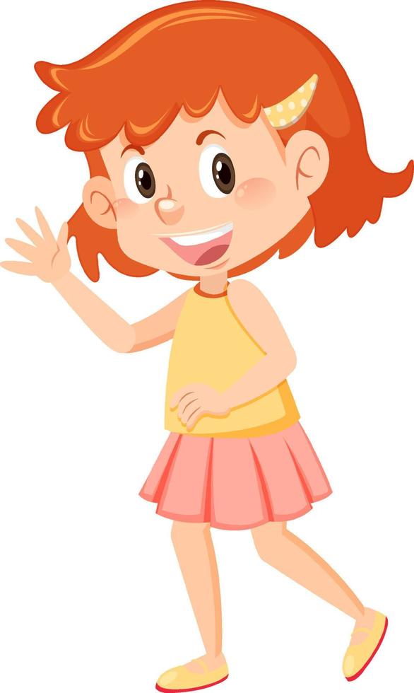 Cute girl with short hair cartoon character vector