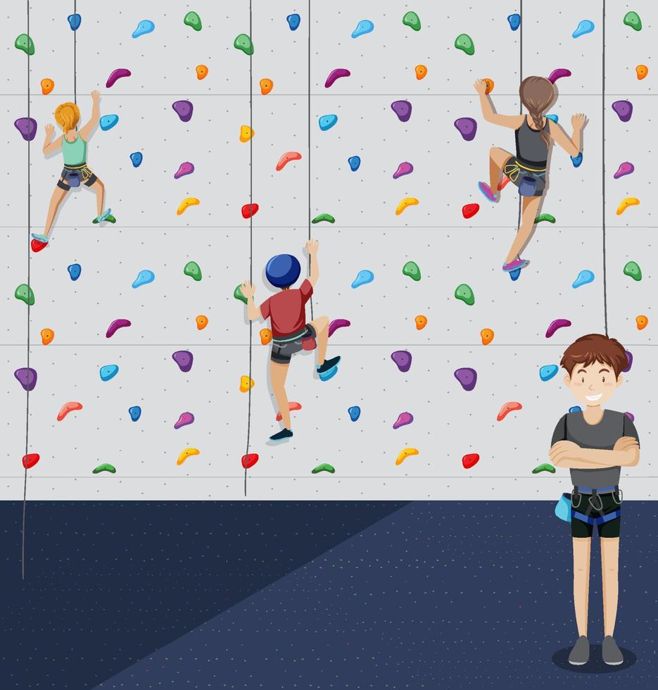 Indoor rock climbing gym vector