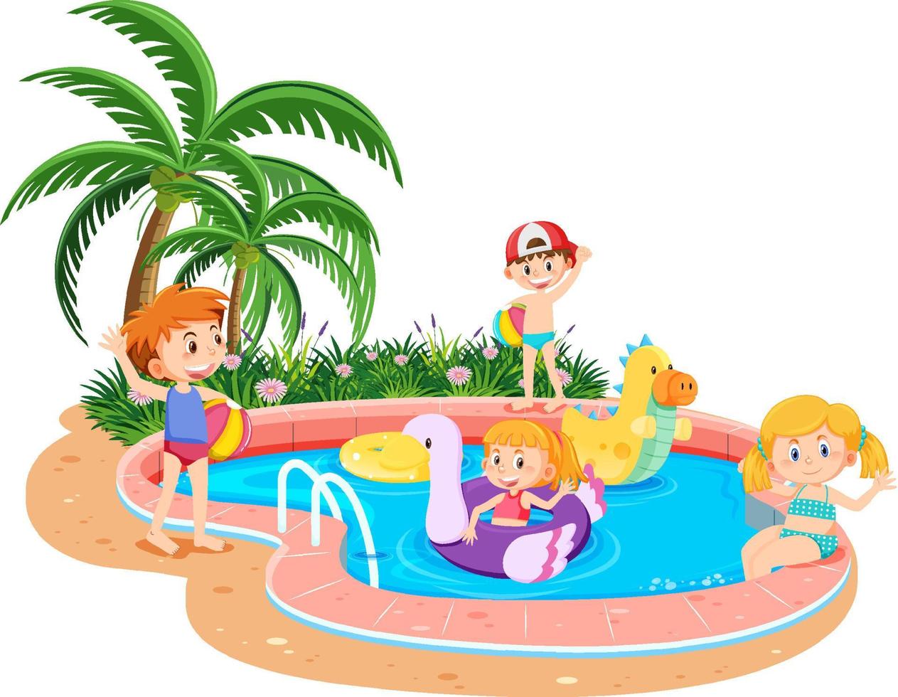 niños en la piscina vector