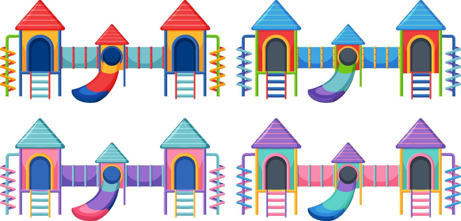 A children playground slide set on white background vector