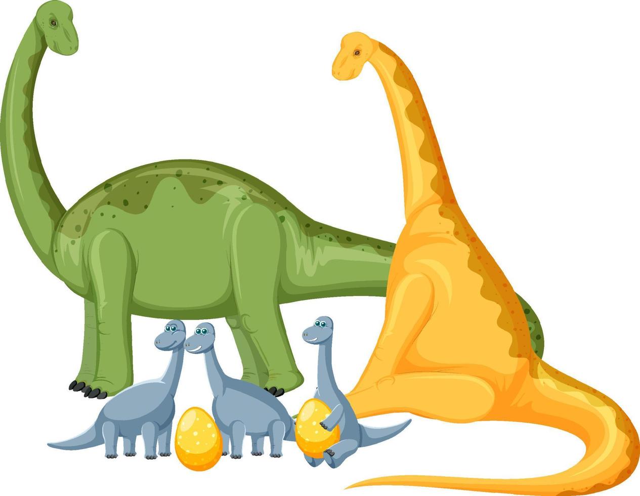 Cute apatosaurus dinosaur and baby cartoon character vector